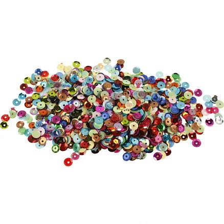 Paljetit, halkaisija 6 mm, pyöreät, 100 g